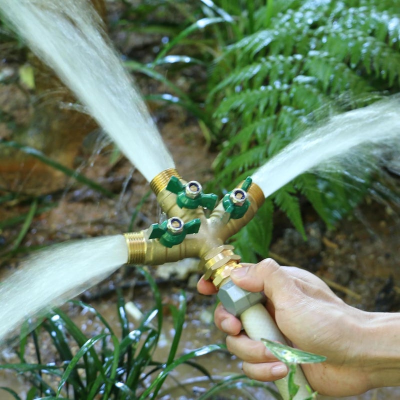 STYDDI Full Flow 3-Way Garden Hose Splitter, Solid Brass High Volume 3 Way Hose Splitter Valve with Metal Handle, Heavy Duty High Flow Spigot Splitter with Shut off Valve, 3/4 Inch Garden Tap Splitter - Image 5